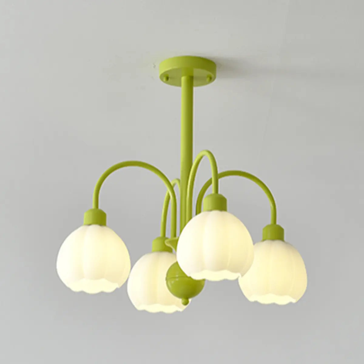 Bud Matcha Green Metal Down Living Room Chandelier Image - 18