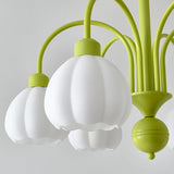 Bud Matcha Green Metal Down Living Room Chandelier Image - 19