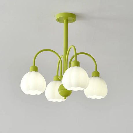 Bud Matcha Green Metal Down Living Room Chandelier Image - 2