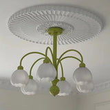 Bud Matcha Green Metal Down Living Room Chandelier Image - 3