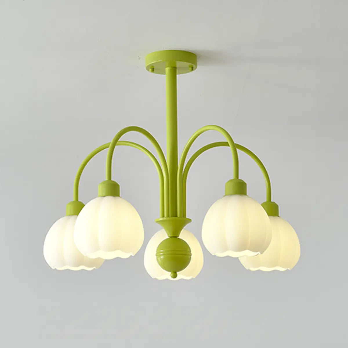 Bud Matcha Green Metal Down Living Room Chandelier Image - 4