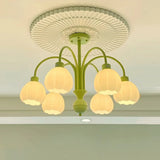 Bud Matcha Green Metal Down Living Room Chandelier Image - 5