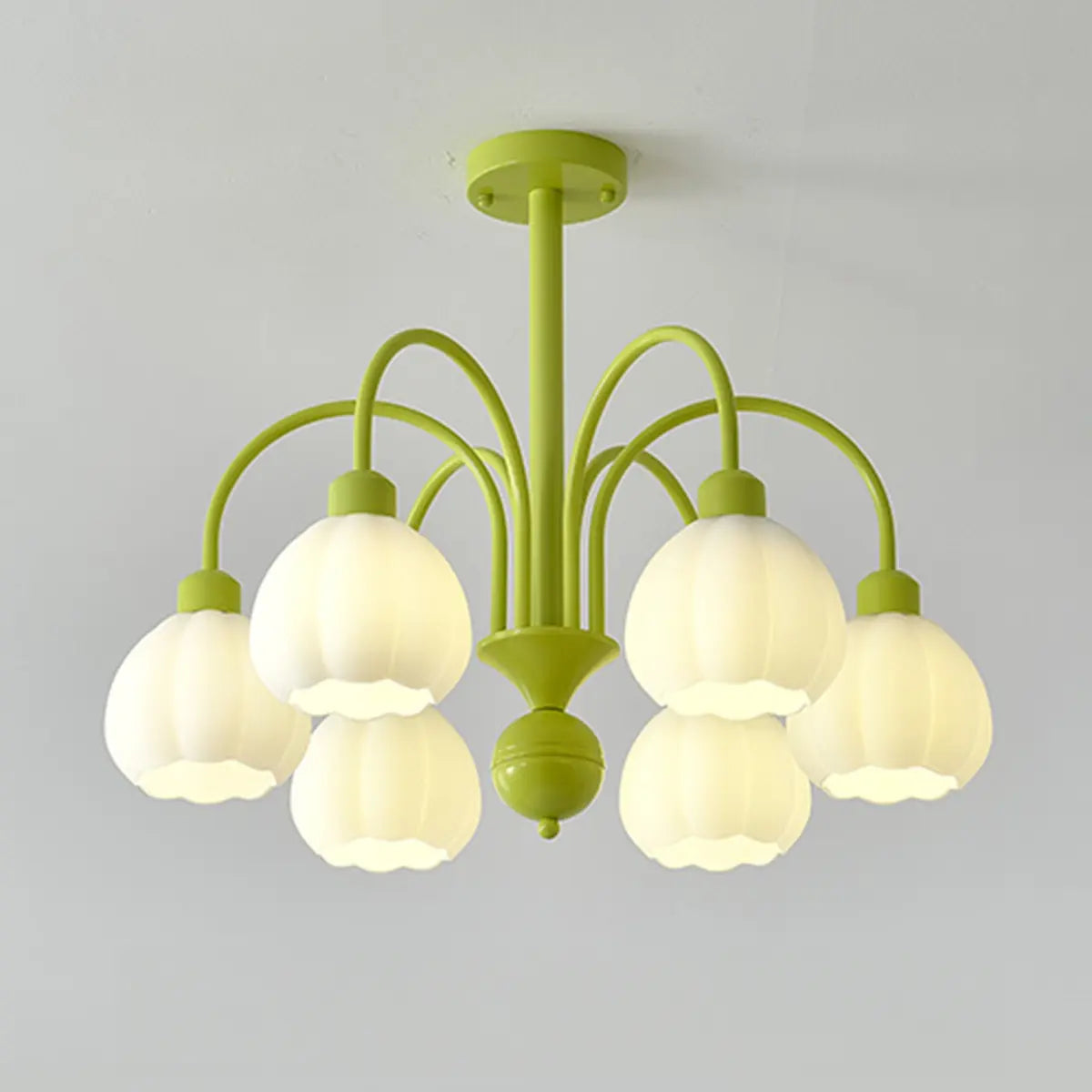 Bud Matcha Green Metal Down Living Room Chandelier Image - 6