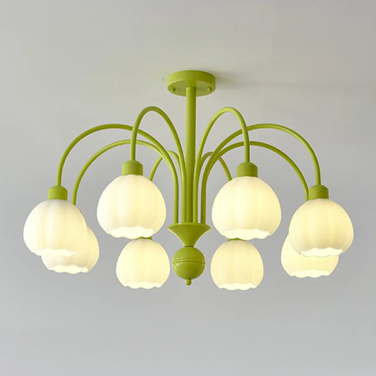 Bud Matcha Green Metal Down Living Room Chandelier Image - 7