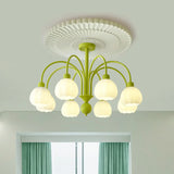 Bud Matcha Green Metal Down Living Room Chandelier Image - 8