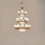 Bud Tiered Stone Metal Gold Living Room Chandelier Image - 10