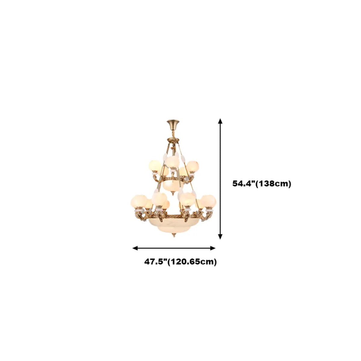 Bud Tiered Stone Metal Gold Living Room Chandelier Image - 15