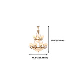 Bud Tiered Stone Metal Gold Living Room Chandelier Image - 15