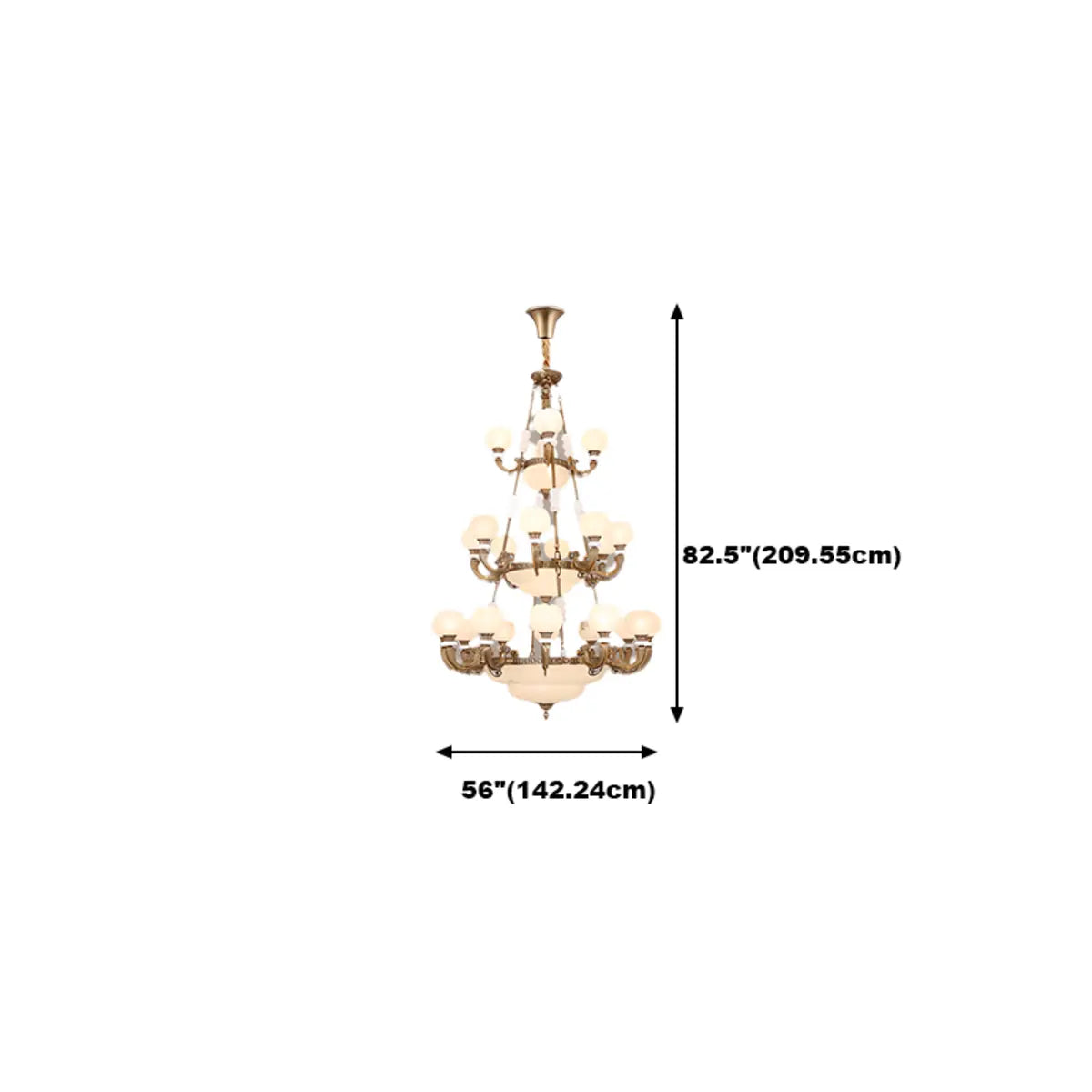 Bud Tiered Stone Metal Gold Living Room Chandelier Image - 16