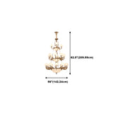 Bud Tiered Stone Metal Gold Living Room Chandelier Image - 16