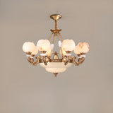 Bud Tiered Stone Metal Gold Living Room Chandelier Image - 8