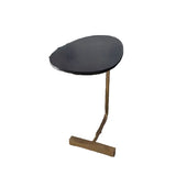 C-Shaped Metal Black Minimalist Pine Wood Side Table Image - 21