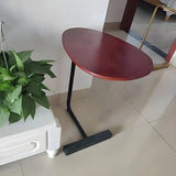 C-Shaped Metal Black Minimalist Pine Wood Side Table Image - 8