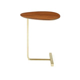 C-Shaped Metal Black Minimalist Pine Wood Side Table Image - 9