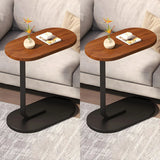 C-Shaped Pedestal Oval Wood and Iron Black Side Table Image - 22