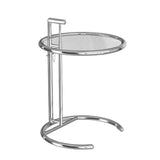 C-Shaped Round Silver Glass Adjustable Height Side Table Image - 10