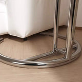 C-Shaped Round Silver Glass Adjustable Height Side Table Image - 12