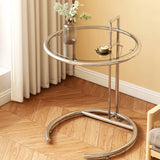 C-Shaped Round Silver Glass Adjustable Height Side Table Image - 15