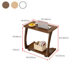 C-Shaped Walnut Brown Multipurpose Casters Side Table #size