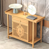 Cabinet Wood Brown Console Table with Drawers and Shelf Image - 10