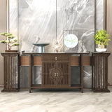 Cabinet Wood Brown Console Table with Drawers and Shelf Image - 16