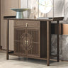 Cabinet Wood Brown Console Table with Drawers and Shelf Image - 2