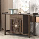 Cabinet Wood Brown Console Table with Drawers and Shelf Image - 3