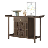 Cabinet Wood Brown Console Table with Drawers and Shelf Image - 8