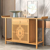 Cabinet Wood Brown Console Table with Drawers and Shelf Image - 9