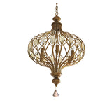 Cage Iron Gold Crystal Adjustable Height Foyer Chandelier Image - 9