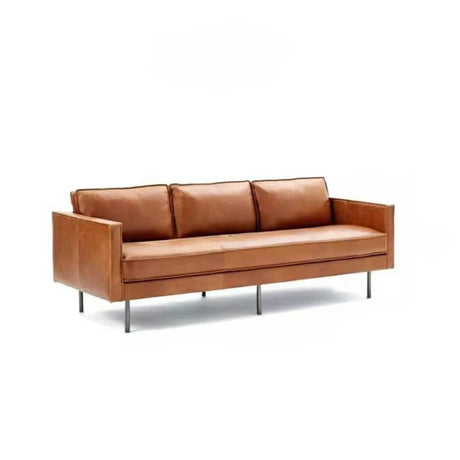 Camel Faux Leather Upholstered Back 3-Seater Sofa Image - 2