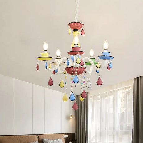 Candelabra Crystal Living Room Colorful Kids Chandelier Image - 1