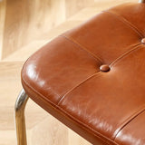 Cantilever Open Rattan Back Leather Seat Dining Chair Image - 15