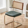 Cantilever Open Rattan Back Leather Seat Dining Chair Image - 9