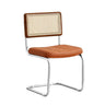 Cantilever Rattan Open Back Leather Dining Chair Brown Image - 4