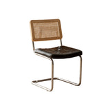 Cantilever Rattan Open Back Leather Dining Chair Brown Image - 7