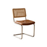 Cantilever Rattan Open Back Leather Dining Chair Brown Image - 9