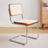 Cantilever Woven Back Leather Seat Dining Chair Cherry Image - 3