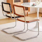 Cantilever Woven Back Leather Seat Dining Chair Cherry Image - 6