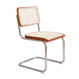 Cantilever Woven Back Leather Seat Dining Chair Cherry Image - 8