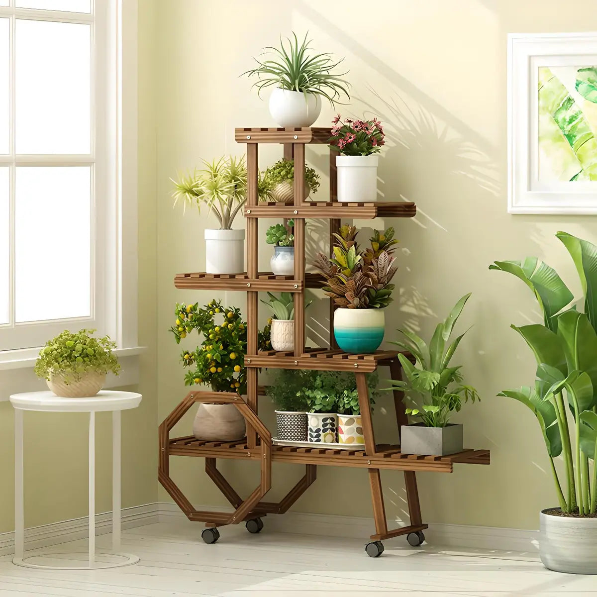 Car Shape Multi-Tier Wood Indoor Storage Plant Stand Image - 1