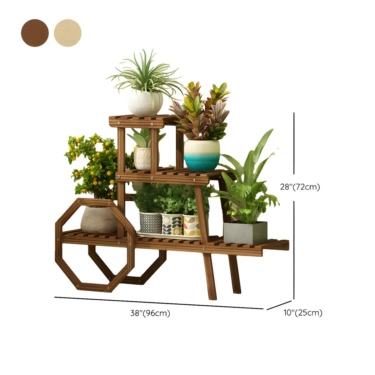 Car Shape Multi-Tier Wood Indoor Storage Plant Stand 