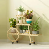 Car Shape Multi-Tier Wood Indoor Storage Plant Stand Image - 4