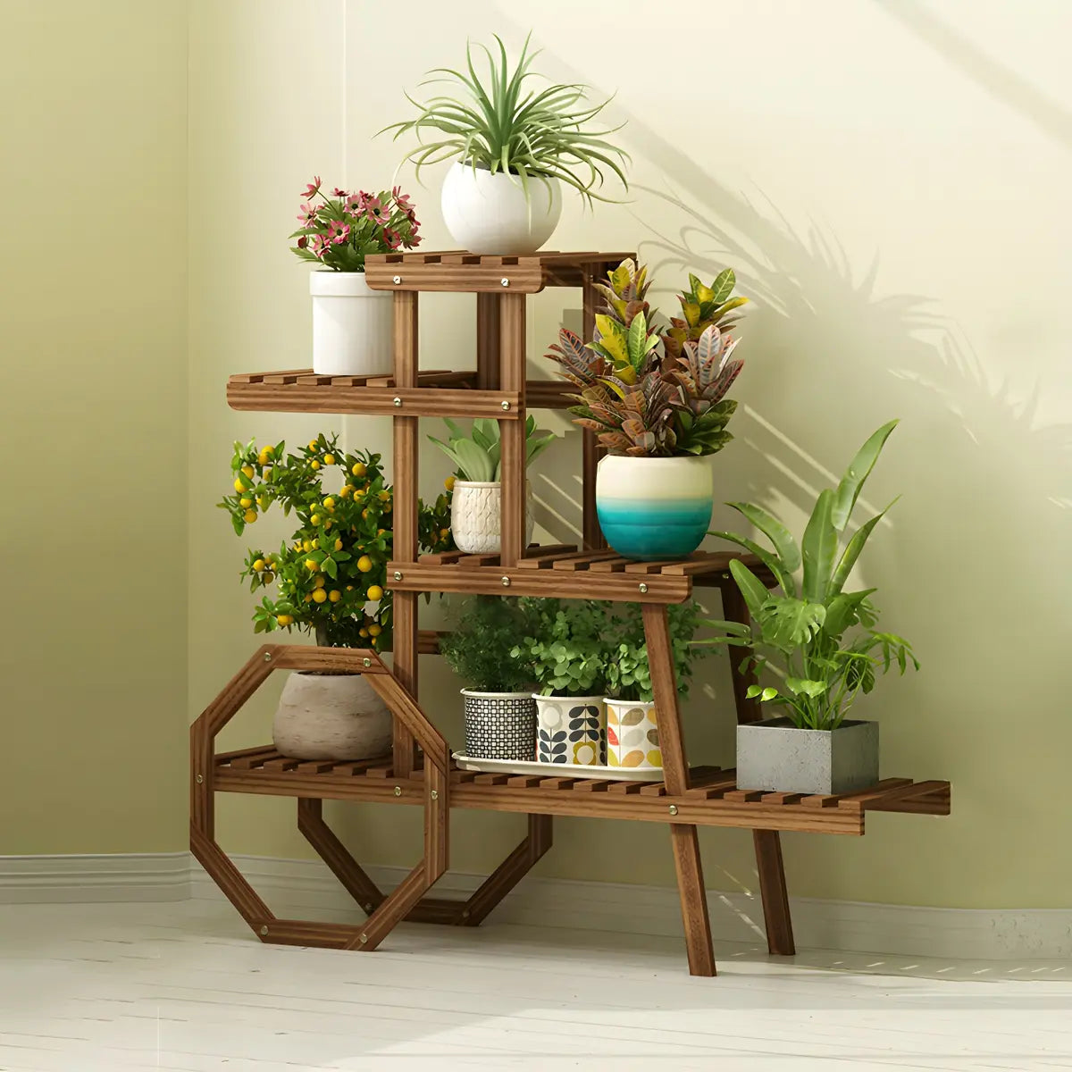 Car Shape Multi-Tier Wood Indoor Storage Plant Stand Image - 5