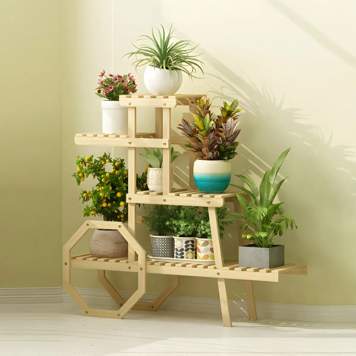 Car Shape Multi-Tier Wood Indoor Storage Plant Stand Image - 9