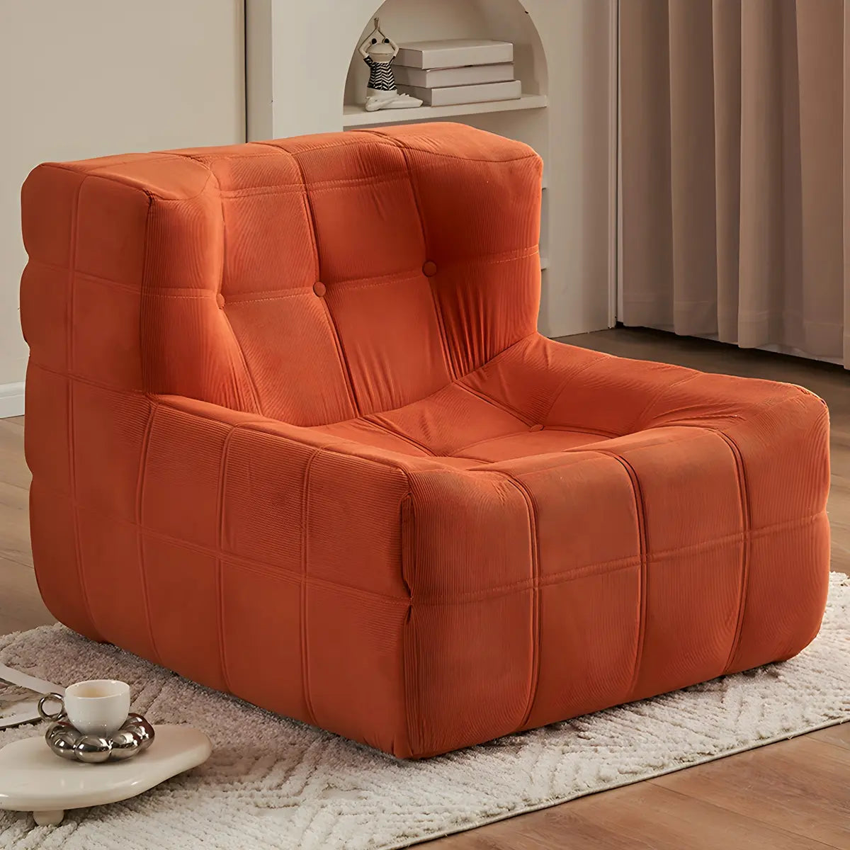 Caramel Corduroy Fixed Back Memory Foam Fill Side Chair Image - 2