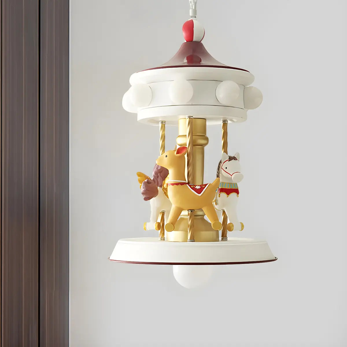 Carousel Animal Metal Kids Room 9-Light Small Chandelier Image - 1