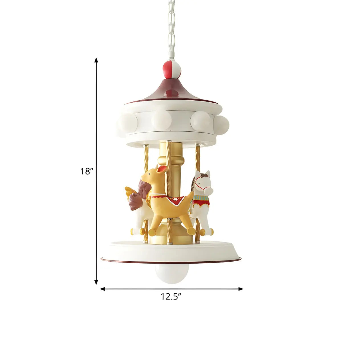 Carousel Animal Metal Kids Room 9-Light Small Chandelier 