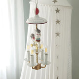 Carousel Candle Metal Kids Room White 4-Light Chandelier Image - 1