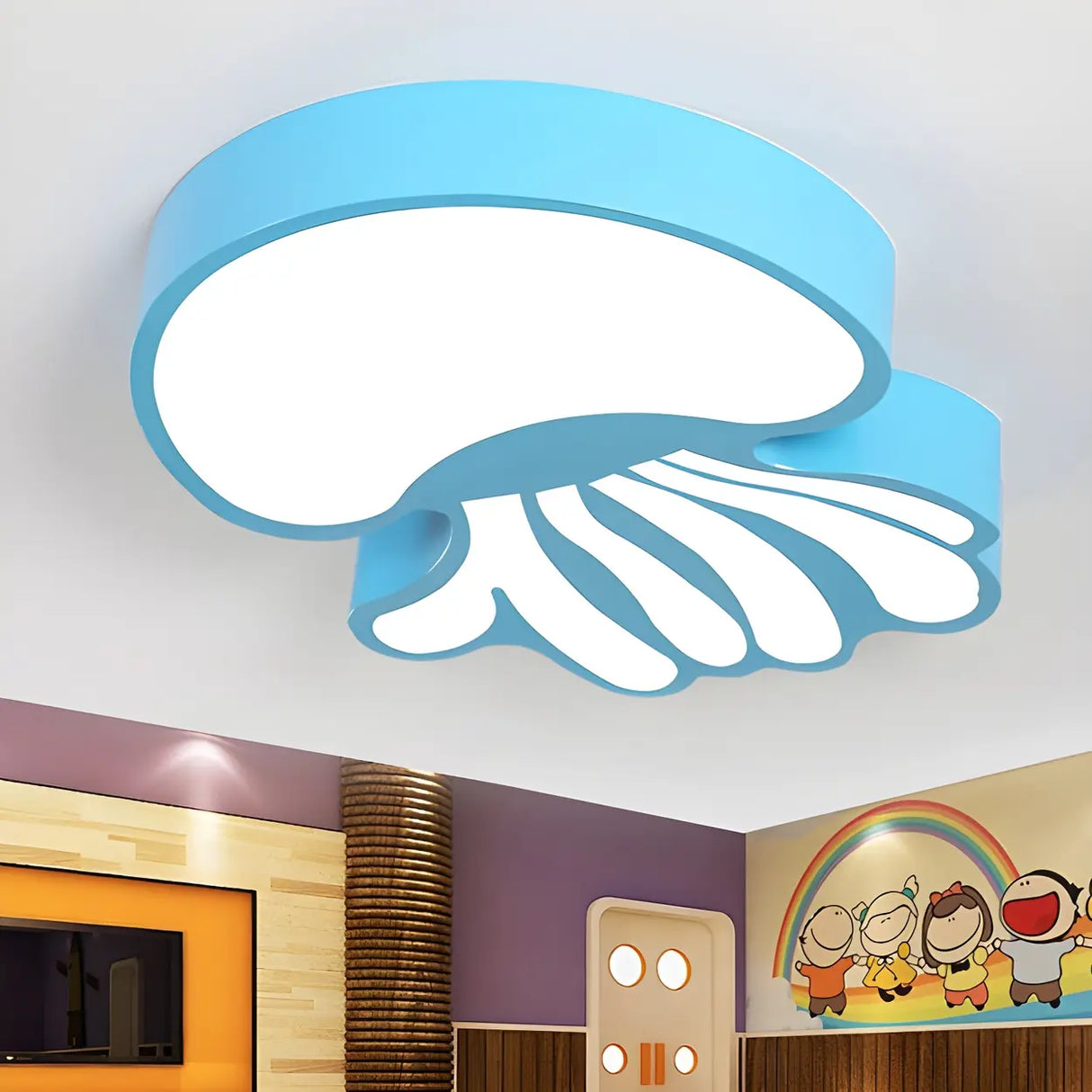 Cartoon Blue Jellyfish LED Flush Mount Ceiling Light Image - 2